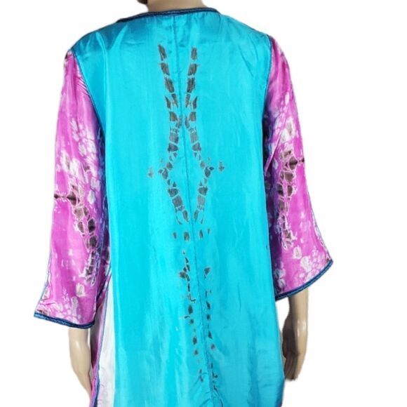 Soft Surroundings Curacao Tie Dye 100% Silk Tunic Top - Picture 3 of 6